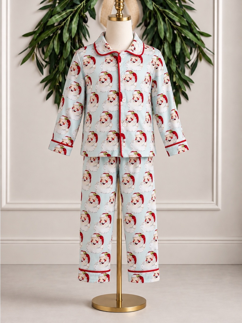 Banana Split Santa Pajamas Set Old Fashioned Vintage 100% Cotton 12 Months Xmas